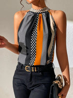 Polka Dot Print Halter Neck Cami