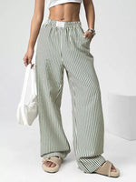 Striped High-Waisted Wide Leg Pants