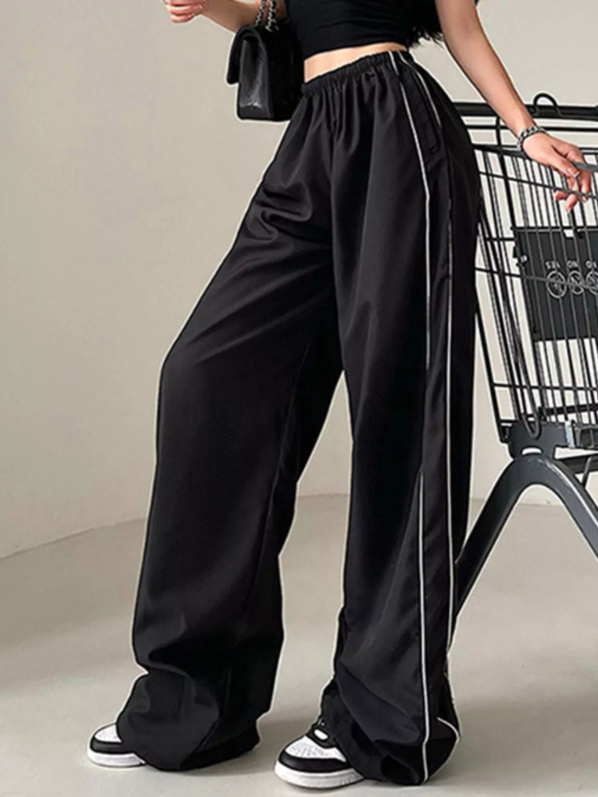 Elastic Waist Wide Leg Pants