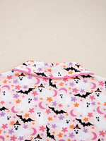 Halloween Ghost Print Button Up Top and Pants Lounge Set
