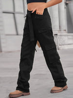 High-Waisted Multi-Pocket Cargo Jeans