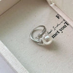 Pearl Zircon Bypass Ring