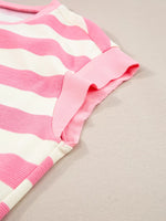 Stripe Cap Sleeve Pocketed Shift Dress