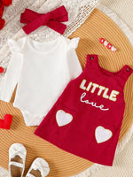 Children's Ruffled Bodysuit and Dress Set with Headband