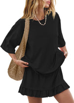 Round Neck Half Sleeve Tee and Skirt Set
