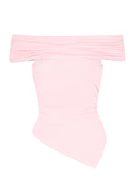 Off-Shoulder Ruched Asymmetrical Hem Top