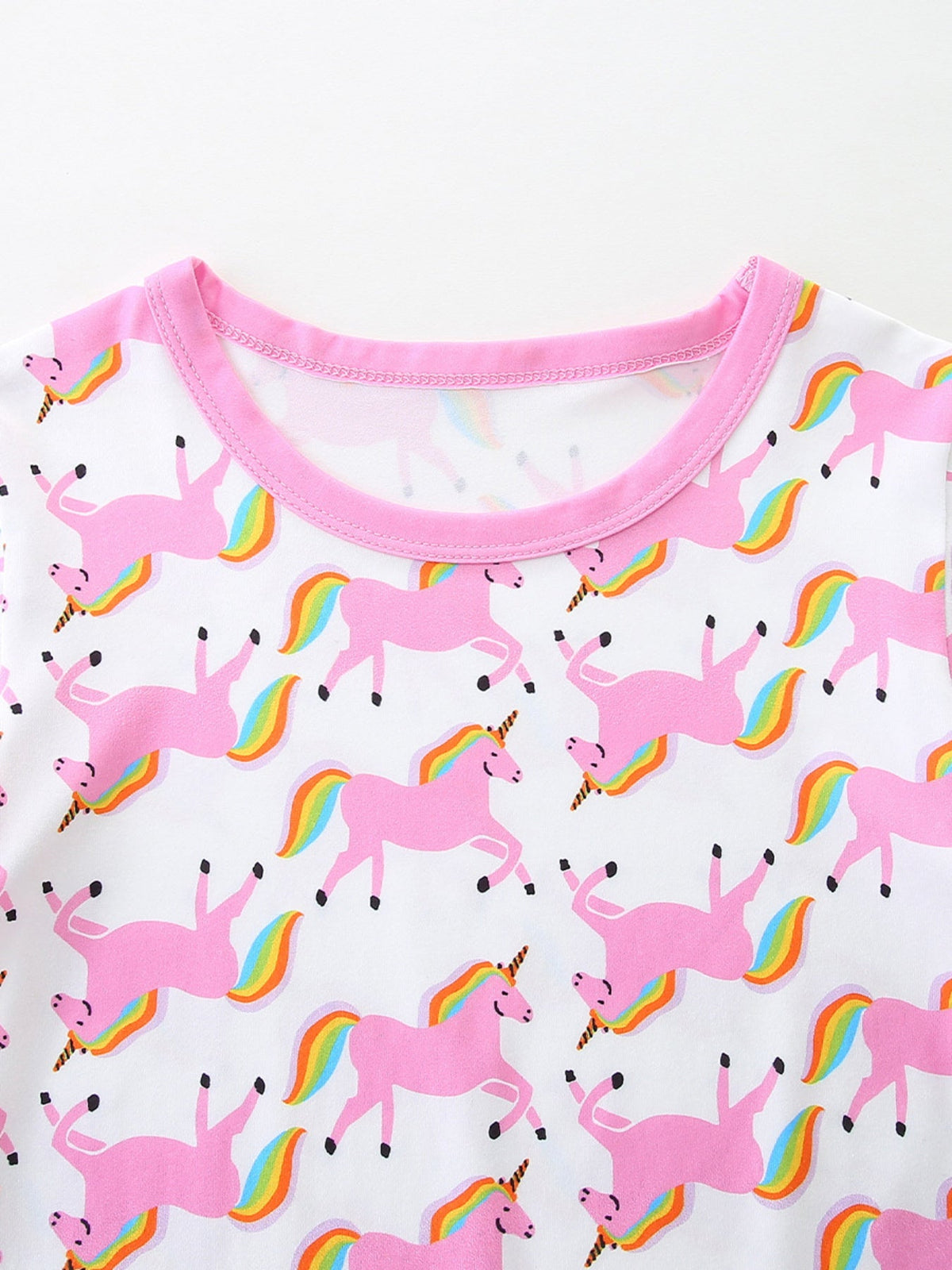 Children's Unicorn Print Short Sleeve Tee and Shorts Set