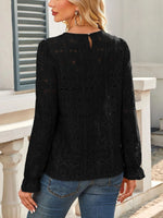 Openwork Flounce Sleeve Top