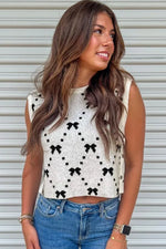Bow Round Neck Sweater Vest