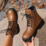 Lace-Up Ankle Combat Boots