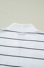 Stripe Color Block Zip V Neck Sleeveless Top