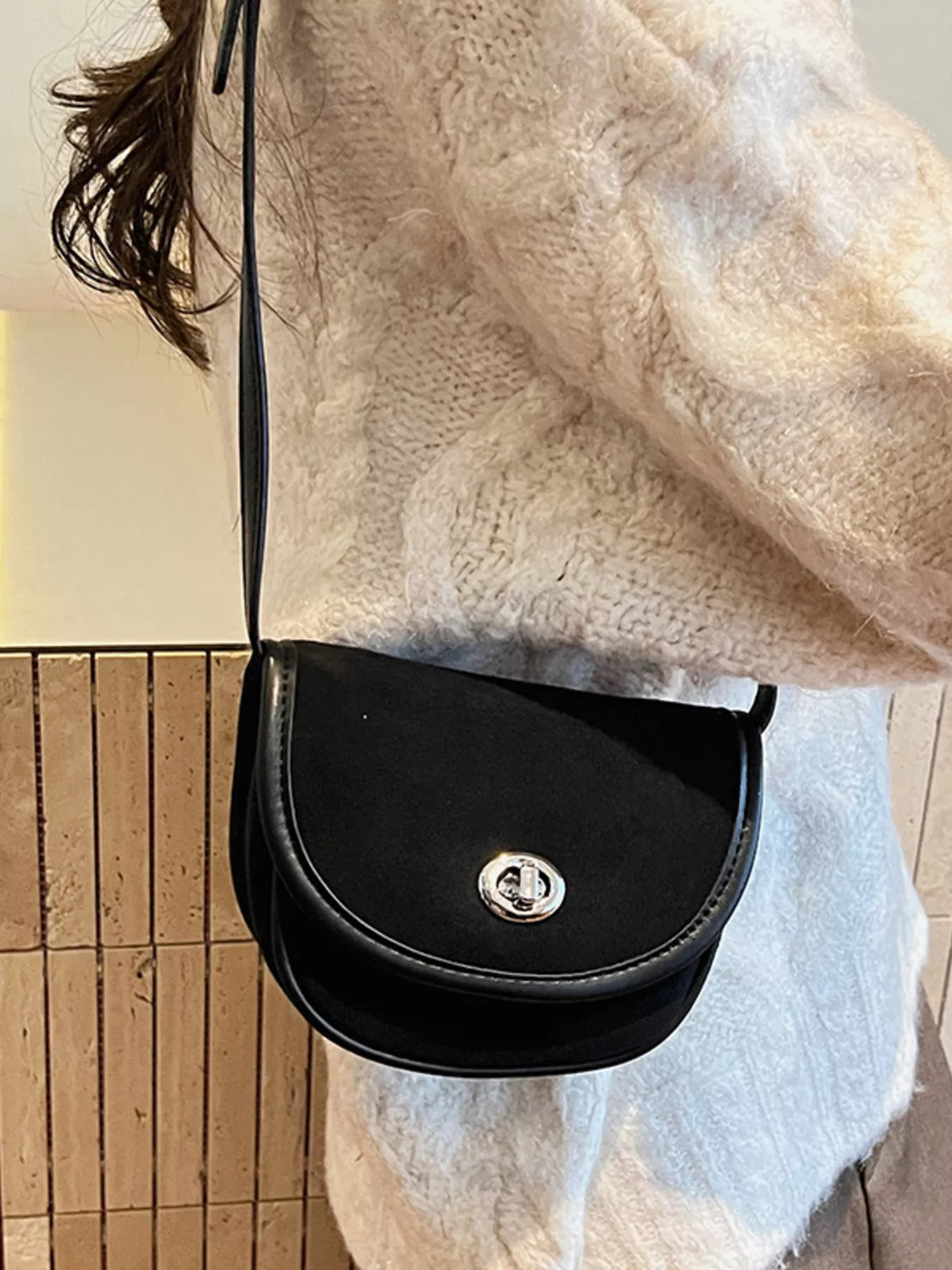 Suede Flap Crossbody Bag