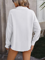 Mandy Textured Pocketed Button Up Dropped Shoulder Shirt