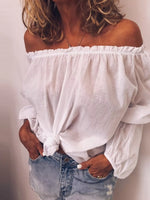 Off-Shoulder Frill Trim Blouse