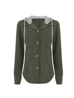 Hooded Corduroy Button-Down Jacket
