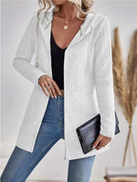 Drawstring Textured Zip Up Drawstring Hooded Jacket