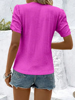 Ruched Round Neck Short Sleeve Top
