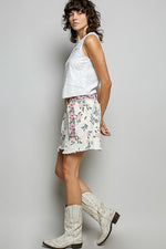POL Raw Hem Floral Skirt with Pockets