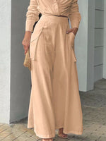 Long Sleeve Shirt and Wide Leg Pants Set