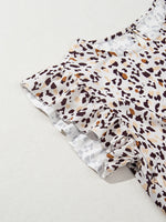 Leopard Ruffled Flutter Sleeve Keyhole Back Mini Dress
