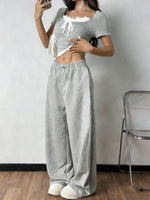 Tie Front Short Sleeve Top and Pants Set