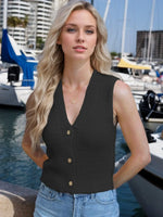 Button Down V-Neck Sweater Vest