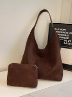 Solid Color Suede Tote Bag