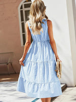 Striped Sleeveless Tiered Midi Dress