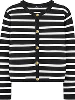 Striped Button-Up Cardigan