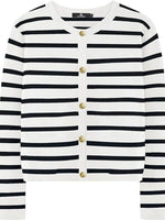 Striped Button-Up Cardigan
