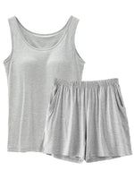 Plus Size Modal Padded Sleeveless Tank Top & Shorts Set