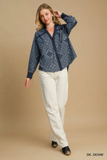 Umgee Paisley Print Denim Shirt Jacket