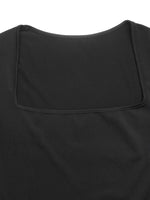 Square Neck Long Sleeve Bubble Hem Dress