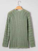 Scalloped Edge Eyelet Knit Batwing Sleeve Cardigan