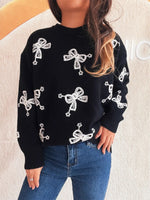 Bow Round Neck Long Sleeve Sweater