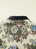 Floral Print Zip Up Contrast Collared Jacket