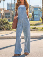 Wash Wide-Leg Denim Overalls