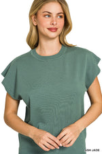 Zenana Viscose Round-neck Short Sleeve Sweater