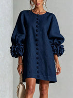 3D Floral 3/4 Sleeve Mini Dress