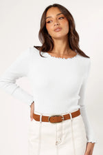 Lettuce Edge Round Neck Long Sleeve T-Shirt