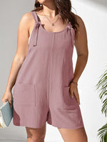 Plus Size Knotted Strap Romper with Pockets