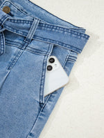High Waisted Wide Leg Belted Jeans