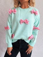 Bow Round Neck Long Sleeve Sweater
