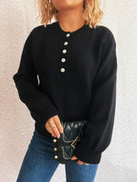 Button-Front Long Sleeve Sweater