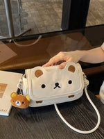 Cartoon Bear Crossbody Bag with Plush Bear Charm
