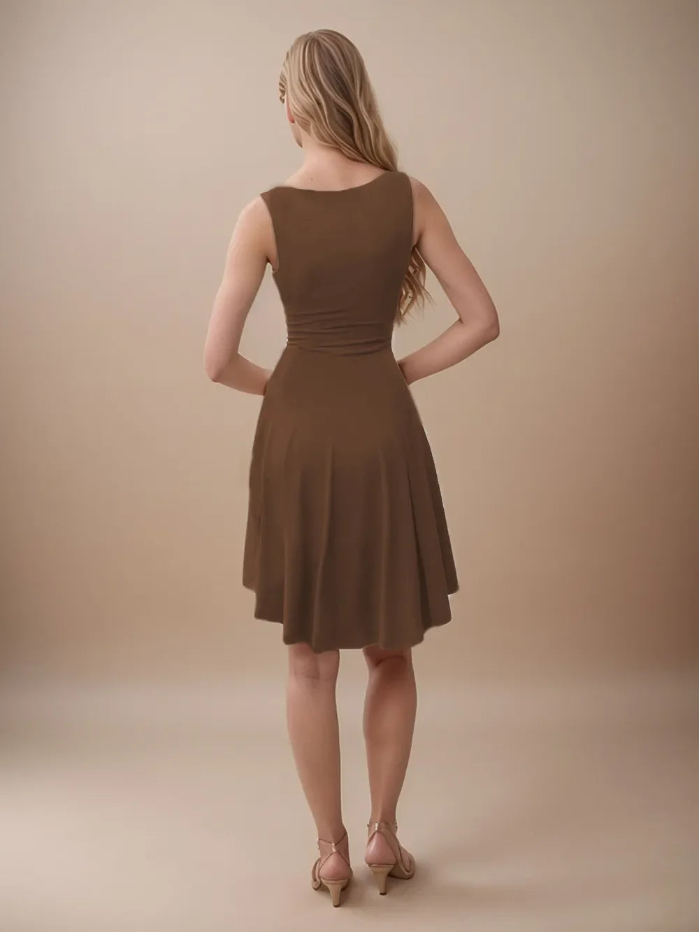 High-Low Round Neck Sleeveless Mini Dress