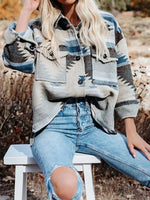 Geometric Button Up Jacket with Chest Pockets