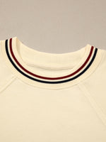 Contrast Varsity Striped Neckline Cuffed Short Sleeve Loose Tunic Top
