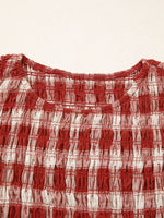 Plaid Print Smocked Puff Sleeve Mini Dress