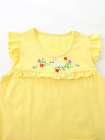 Children's Floral Embroidered Top and Printed Shorts Set